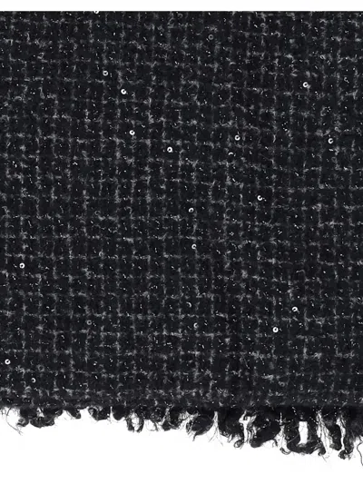 Faliero Sarti Elisa Cashmere Blend Scarf With Sequins In Black