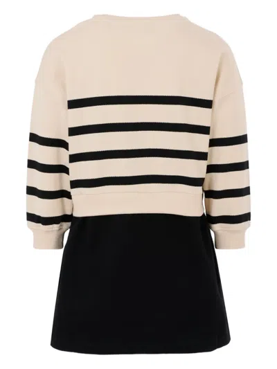Calvin Klein Stripe-embellished Cotton Dress In Nude