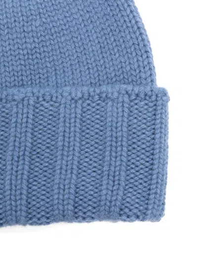 Drumohr Ribbed Beanie Hat In Blue