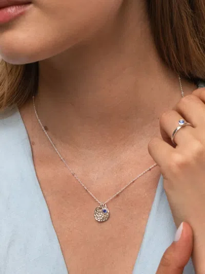 Dower & Hall Hammered Disc Sapphire Necklace In Metallic