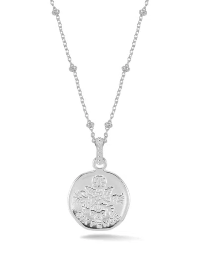 Dower & Hall Lucky Sixpence Necklace In Metallic