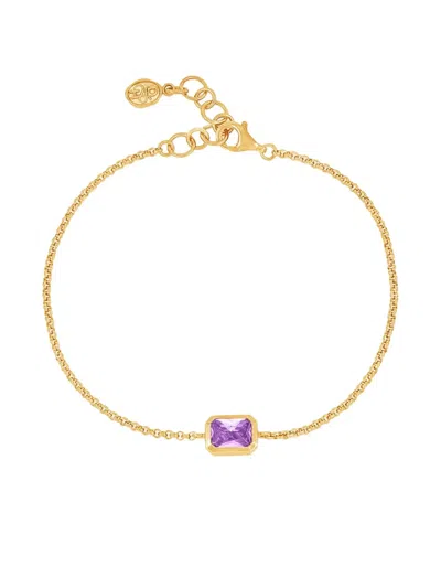 Dower & Hall Octagon Amethyst Chain Bracelet In Gold
