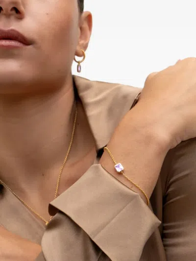 Dower & Hall Octagon Amethyst Chain Bracelet In Gold