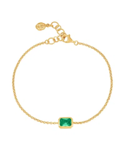 Dower & Hall Octagon Green Garnet Chain Bracelet In Gold
