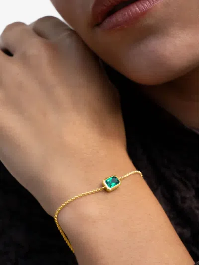 Dower & Hall Octagon Green Garnet Chain Bracelet In Gold