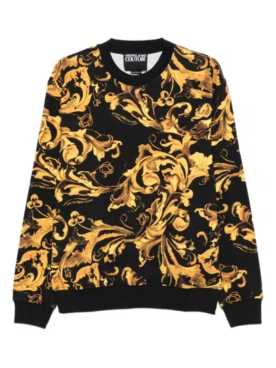Versace Jeans Couture Baroque Print Crew Neck Long Sleeve Sweatshirt In Multi