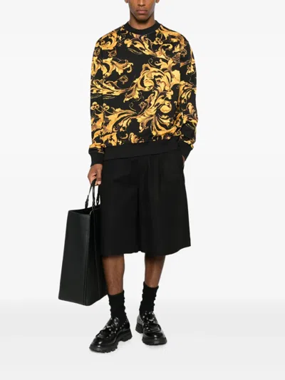Versace Jeans Couture Baroque Print Crew Neck Long Sleeve Sweatshirt In Multi