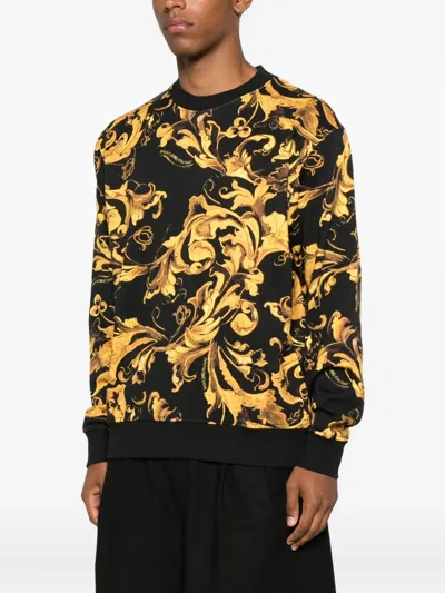 Versace Jeans Couture Baroque Print Crew Neck Long Sleeve Sweatshirt In Multi