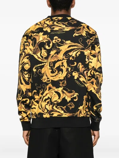 Versace Jeans Couture Baroque Print Crew Neck Long Sleeve Sweatshirt In Multi
