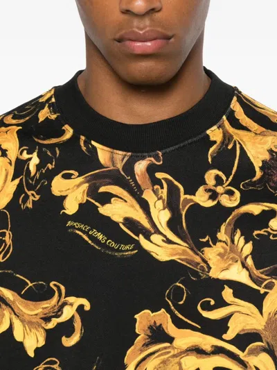 Versace Jeans Couture Baroque Print Crew Neck Long Sleeve Sweatshirt In Multi