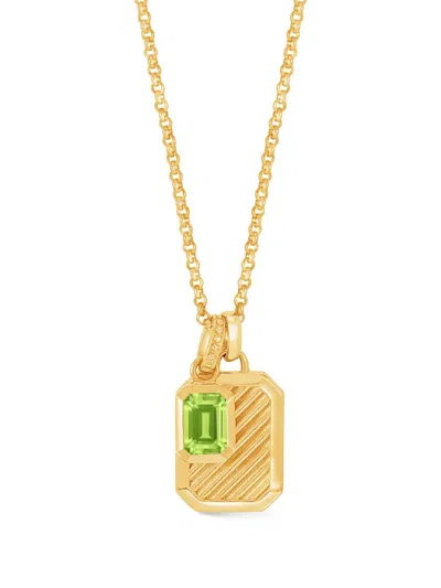 Dower & Hall Peridot Octagon Humbug Necklace In Gold