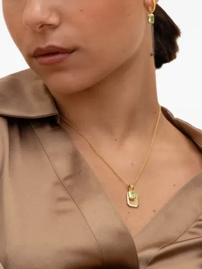 Dower & Hall Peridot Octagon Humbug Necklace In Gold