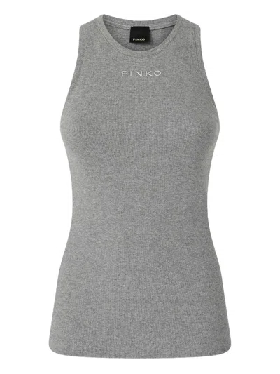 Pinko Ribbed-knit Top In Gray