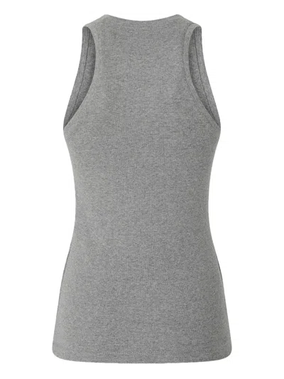 Pinko Ribbed-knit Top In Gray