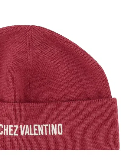 Valentino Cotton And Wool Beanie With Folded Cuff In Red