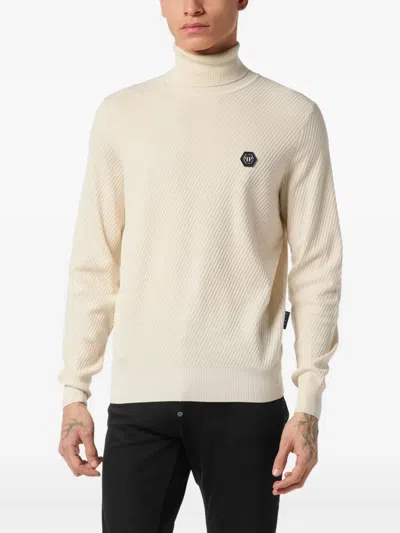 Philipp Plein Ribbed-knit Jumper In Neutral