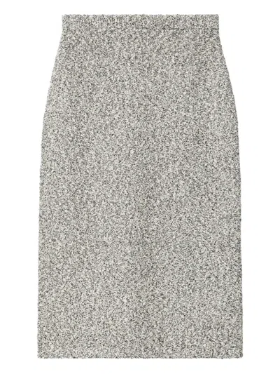 Tory Burch Fitted Grey Skirt With Textured Speckled Fabric In Gray