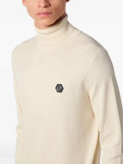 Philipp Plein Ribbed-knit Jumper In Neutral
