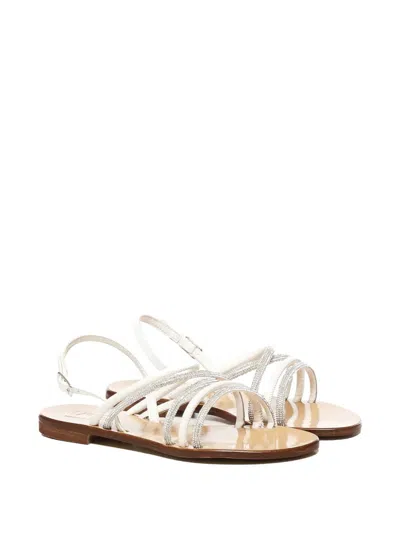 V73 Embellished-strap Flat Sandals In White
