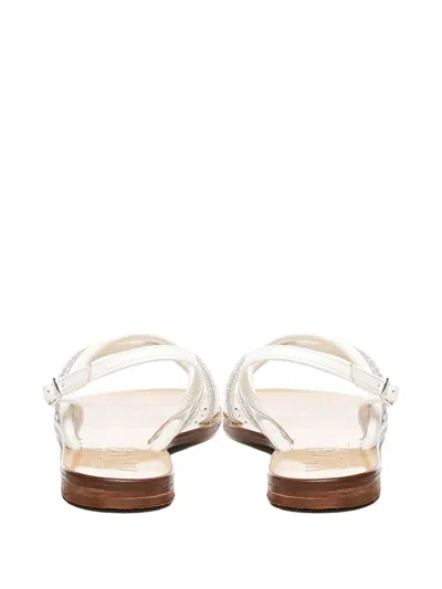 V73 Embellished-strap Flat Sandals In White