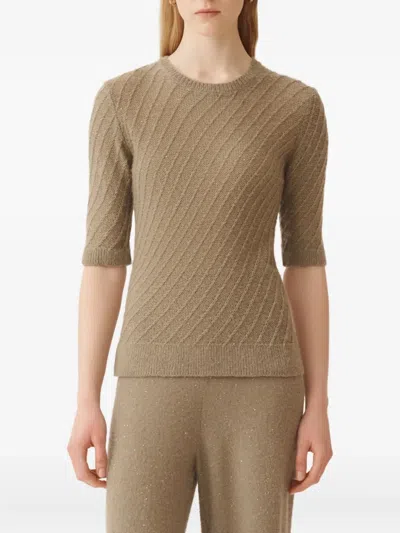 Fabiana Filippi Wool And Silk Sweater With Sequins In Neutral