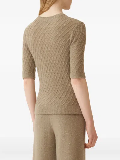 Fabiana Filippi Wool And Silk Sweater With Sequins In Neutral