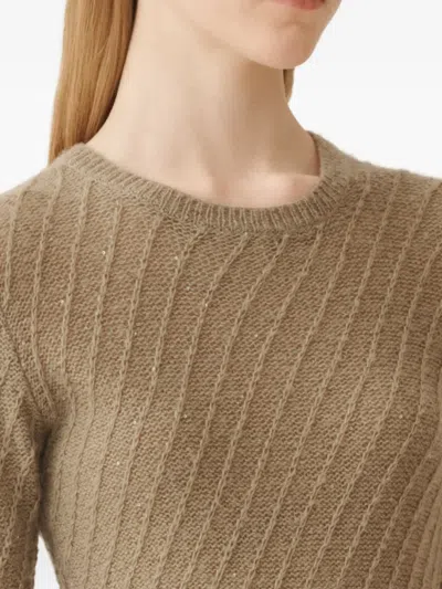 Fabiana Filippi Wool And Silk Sweater With Sequins In Neutral
