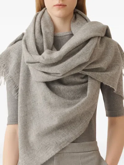 Fabiana Filippi Button-detailed Wool Scarf In Gray