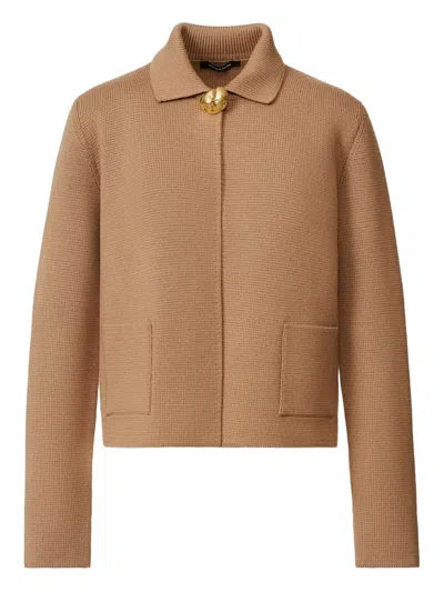 Fabiana Filippi Gold-button Wool Cardigan In Brown