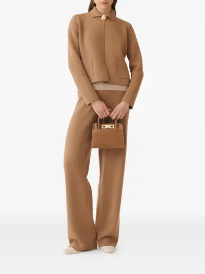 Fabiana Filippi Gold-button Wool Cardigan In Brown