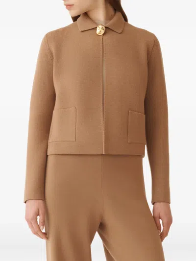 Fabiana Filippi Gold-button Wool Cardigan In Brown