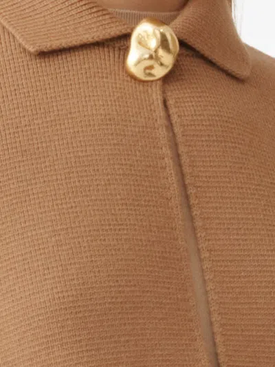 Fabiana Filippi Gold-button Wool Cardigan In Brown