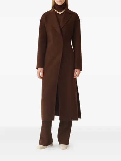 Fabiana Filippi Drawstring-back Wool Midi Coat In Brown