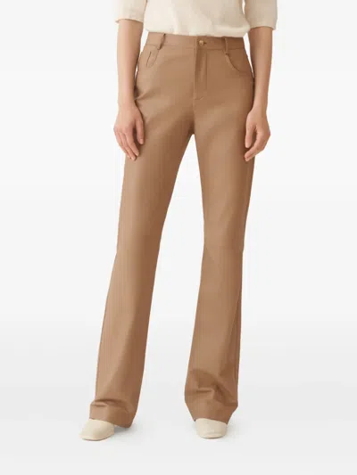 Fabiana Filippi Leather Flared Trousers In Brown