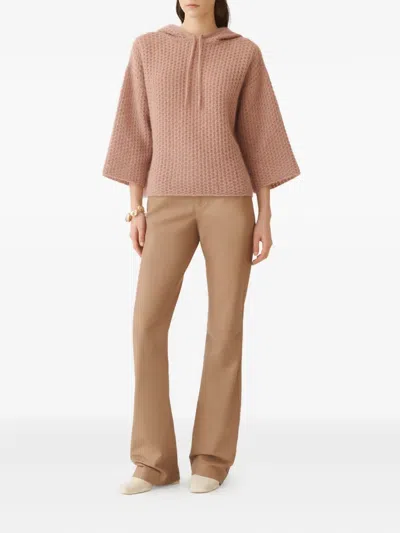 Fabiana Filippi Waffle-knit Hooded Jumper In Pink