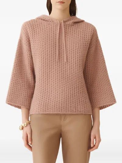 Fabiana Filippi Waffle-knit Hooded Jumper In Pink