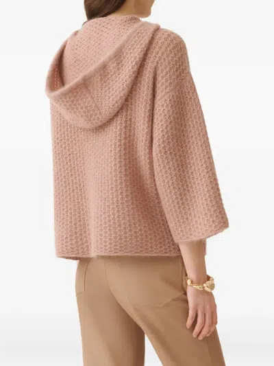 Fabiana Filippi Waffle-knit Hooded Jumper In Pink