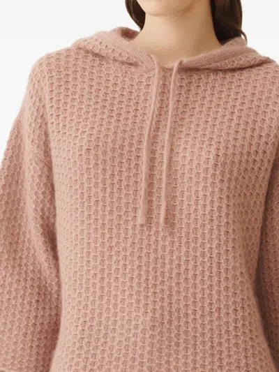 Fabiana Filippi Waffle-knit Hooded Jumper In Pink
