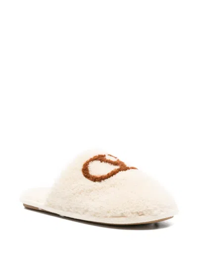 Valentino Logo-embroidered Slippers In White