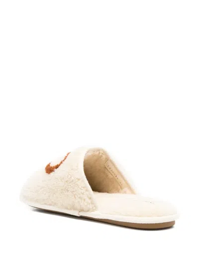Valentino Logo-embroidered Slippers In White
