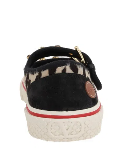 Valentino Dollyboard Leopard Printed Calf Hair Double-strap Sneakers In Multi