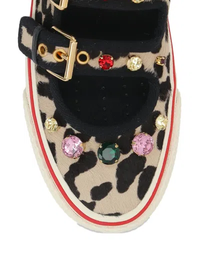 Valentino Dollyboard Leopard Printed Calf Hair Double-strap Sneakers In Multi