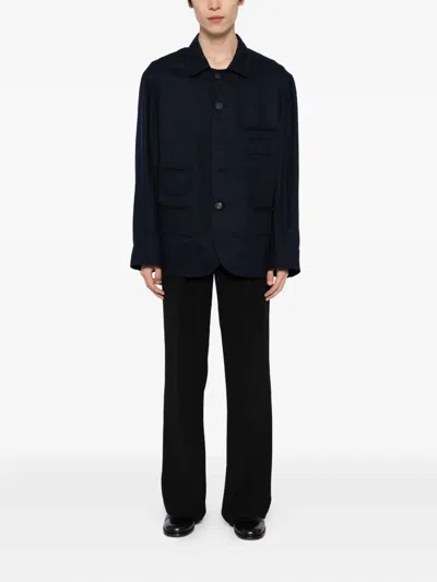 Ziggy Chen Linen Jacket In Blue