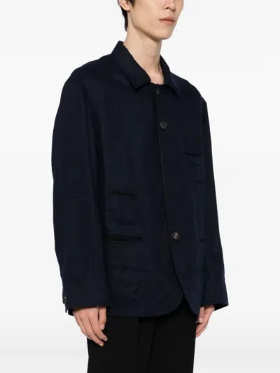 Ziggy Chen Linen Jacket In Blue