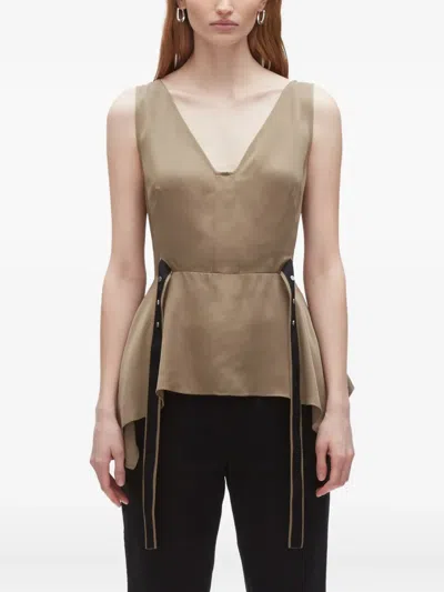 3.1 Phillip Lim V-neck Peplum Top In Brown