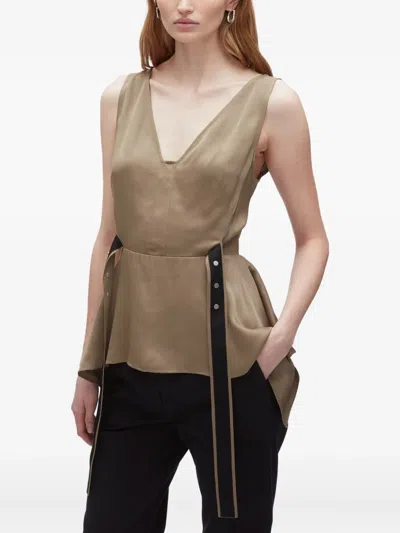 3.1 Phillip Lim V-neck Peplum Top In Brown