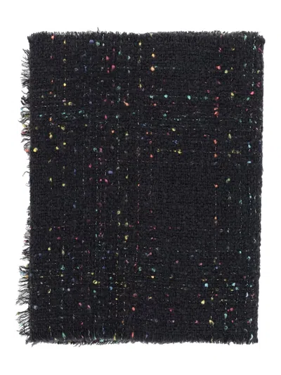 Faliero Sarti Francesca Wool Blend Scarf With Colored Threads In Black