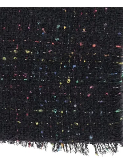 Faliero Sarti Francesca Wool Blend Scarf With Colored Threads In Black