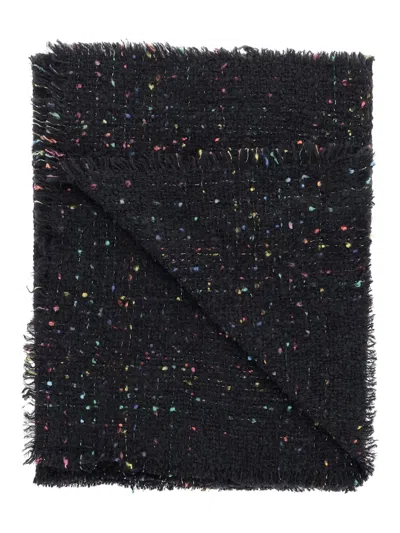 Faliero Sarti Francesca Wool Blend Scarf With Colored Threads In Black