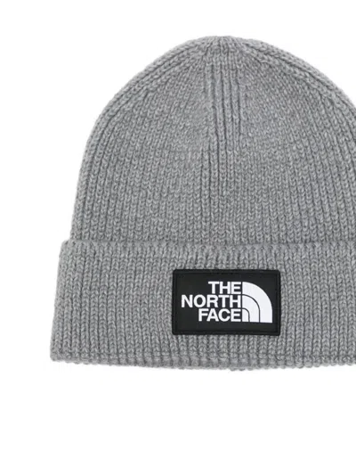 The North Face Logo-patch Ribbed Beanie In Gray